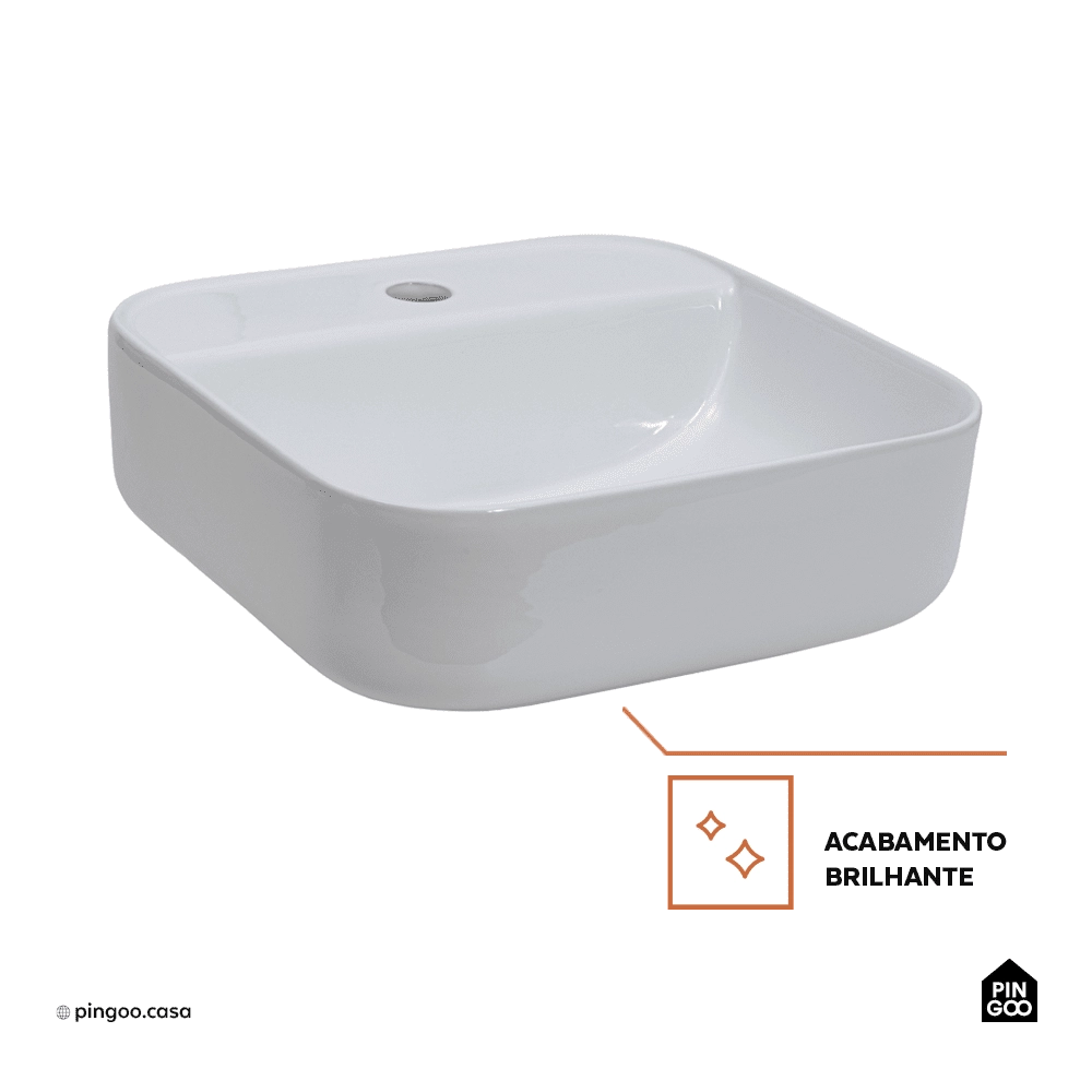 Kit Cuba de Apoio para Banheiro e Torneira Misturador Monocomando Alta Madeira Pingoo.casa - Branco e Prata Kit Cuba de Apoio para Banheiro e Torneira Misturador Monocomando Alta Madeira Pingoo.casa - Branco e Prata