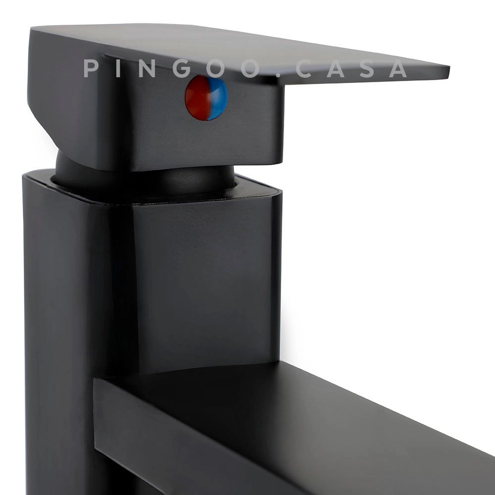 Kit Cuba de Apoio para Banheiro e Torneira Misturador Monocomando Baixa Madeira Pingoo.casa - Branco e Preto