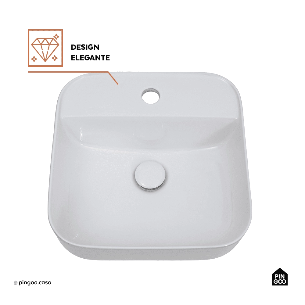 Kit Cuba de Apoio para Banheiro e Torneira Misturador Monocomando Baixa Paraná Pingoo.casa - Branco e Prata Kit Cuba de Apoio para Banheiro e Torneira Misturador Monocomando Baixa Paraná Pingoo.casa - Branco e Prata