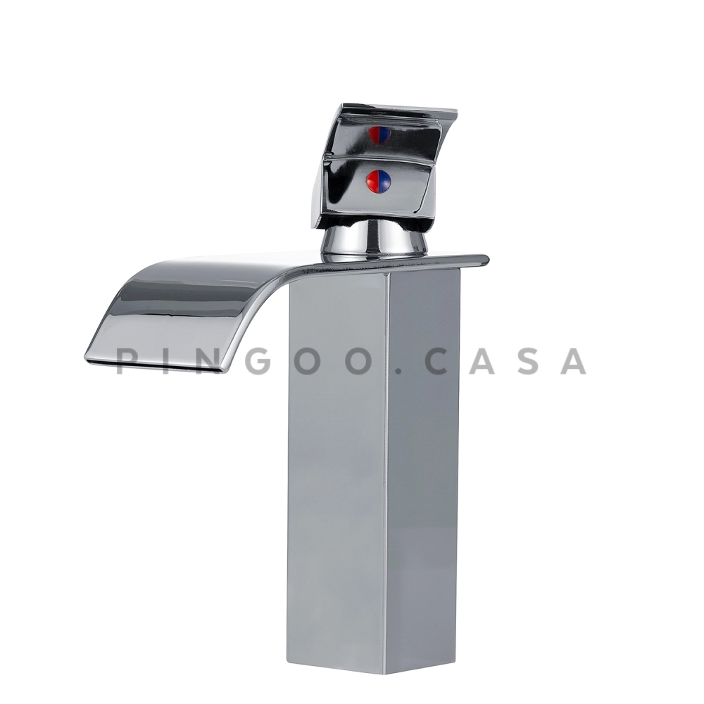 Kit Cuba de Apoio para Banheiro e Torneira Misturador Monocomando Baixa Paraná Pingoo.casa - Branco e Prata Kit Cuba de Apoio para Banheiro e Torneira Misturador Monocomando Baixa Paraná Pingoo.casa - Branco e Prata