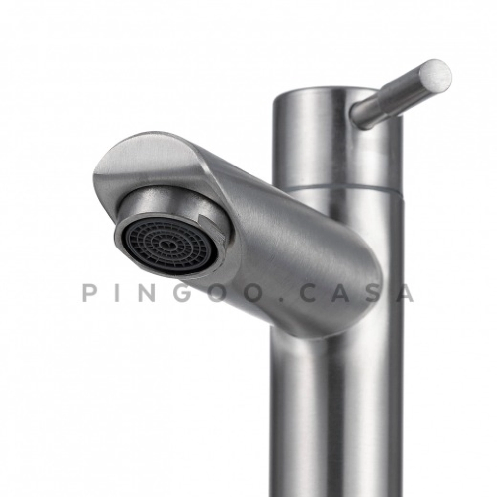 Kit Cuba de Apoio Slim Crisoprásio e Torneira Alta para Banheiro em Aço Amazonas Pingoo.casa - Branco e Prata Kit Cuba de Apoio Slim Crisoprásio e Torneira Alta para Banheiro em Aço Amazonas Pingoo.casa - Branco e Prata