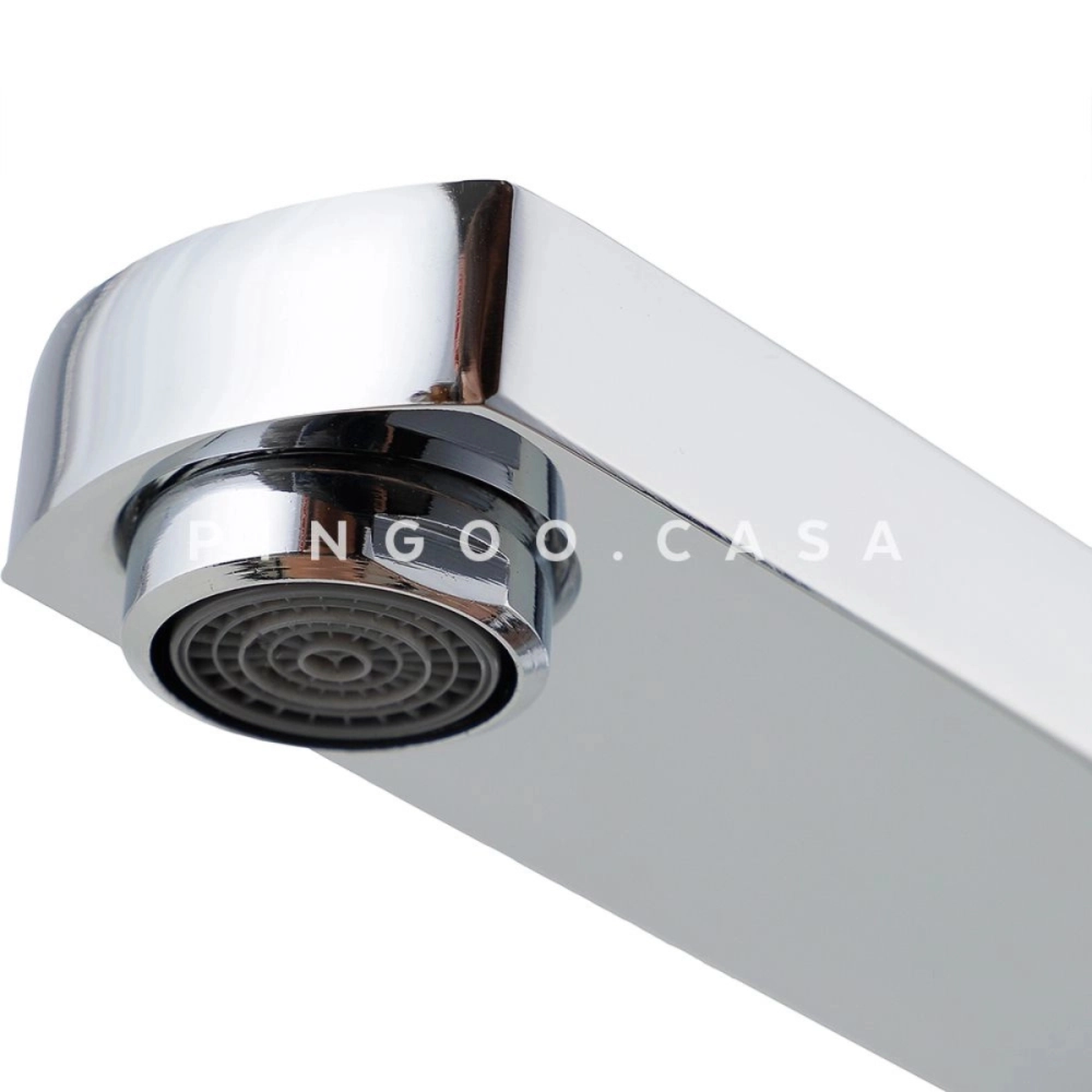 Kit Cuba de Apoio Slim Crisoprásio e Torneira Misturador Monocomando Alta Madeira Pingoo.casa - Branco e Prata