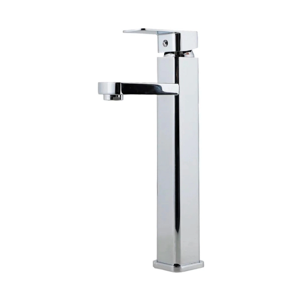 Kit Cuba de Apoio Slim Crisoprásio e Torneira Misturador Monocomando Alta Madeira Pingoo.casa - Branco e Prata