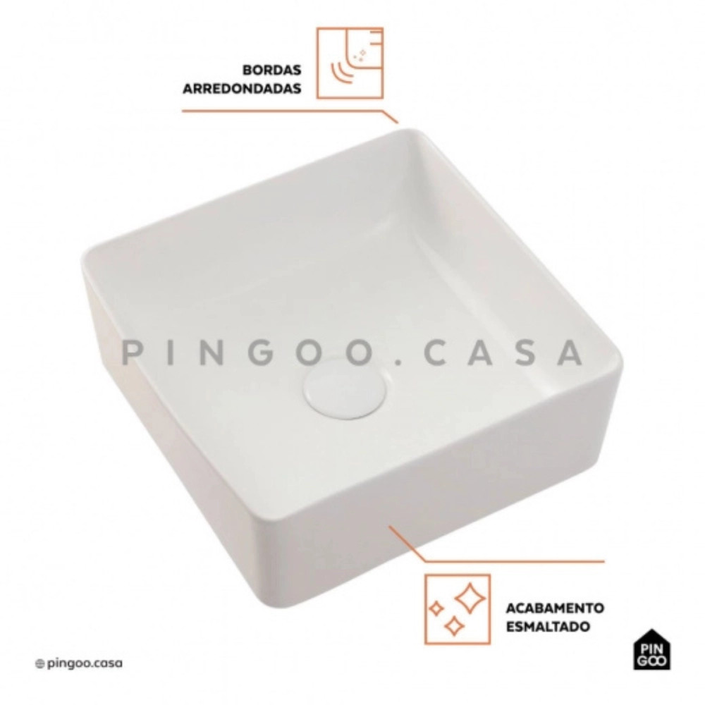 Kit Cuba de Apoio Slim Crisoprásio e Torneira Misturador Monocomando Baixa Madeira Pingoo.casa - Branco e Prata Kit Cuba de Apoio Slim Crisoprásio e Torneira Misturador Monocomando Baixa Madeira Pingoo.casa - Branco e Prata