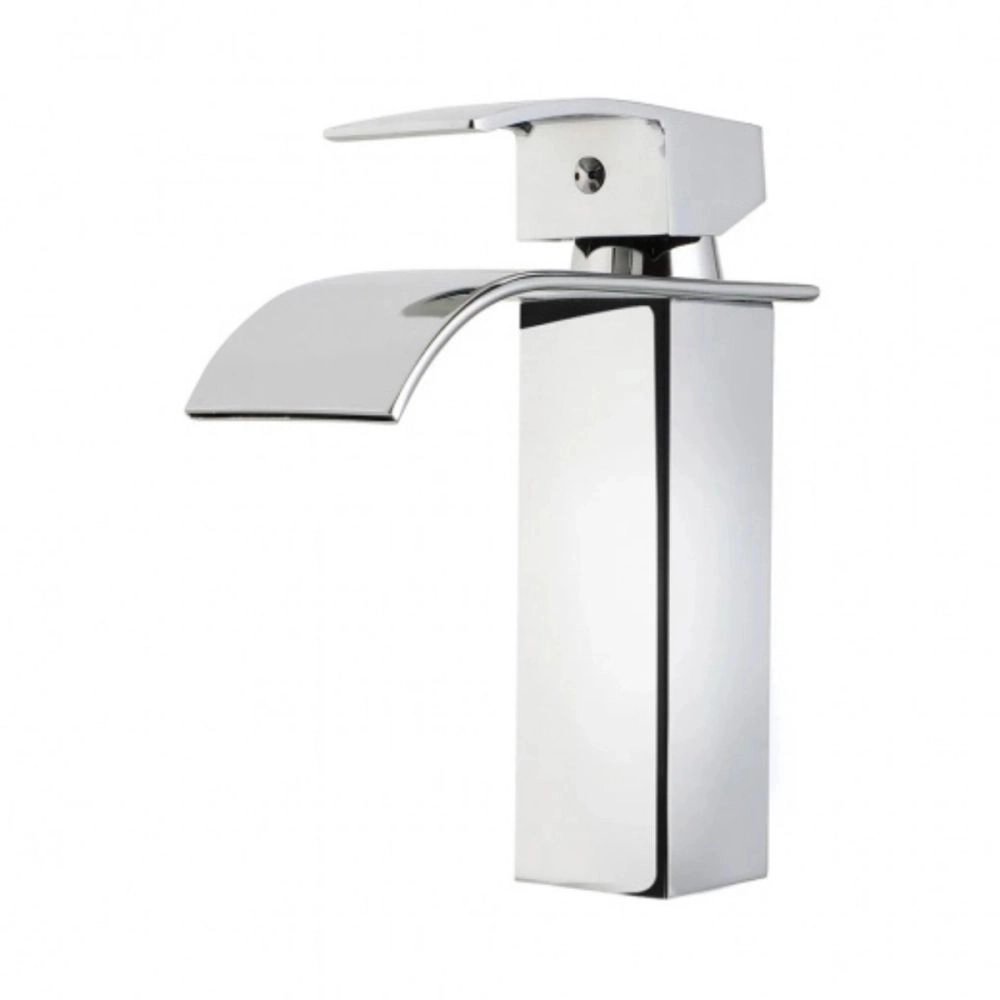 Kit Cuba de Apoio Slim Retangular com Válvula de Escoamento e Torneira Monocomando Baixa Paraná Pingoo.casa - Branco e Prata
