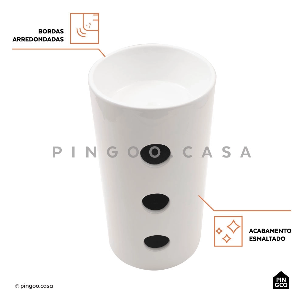 Kit Cuba de Piso para Banheiro Espinélio e Misturador de Piso Timonha - Branco e Prata Escovado
