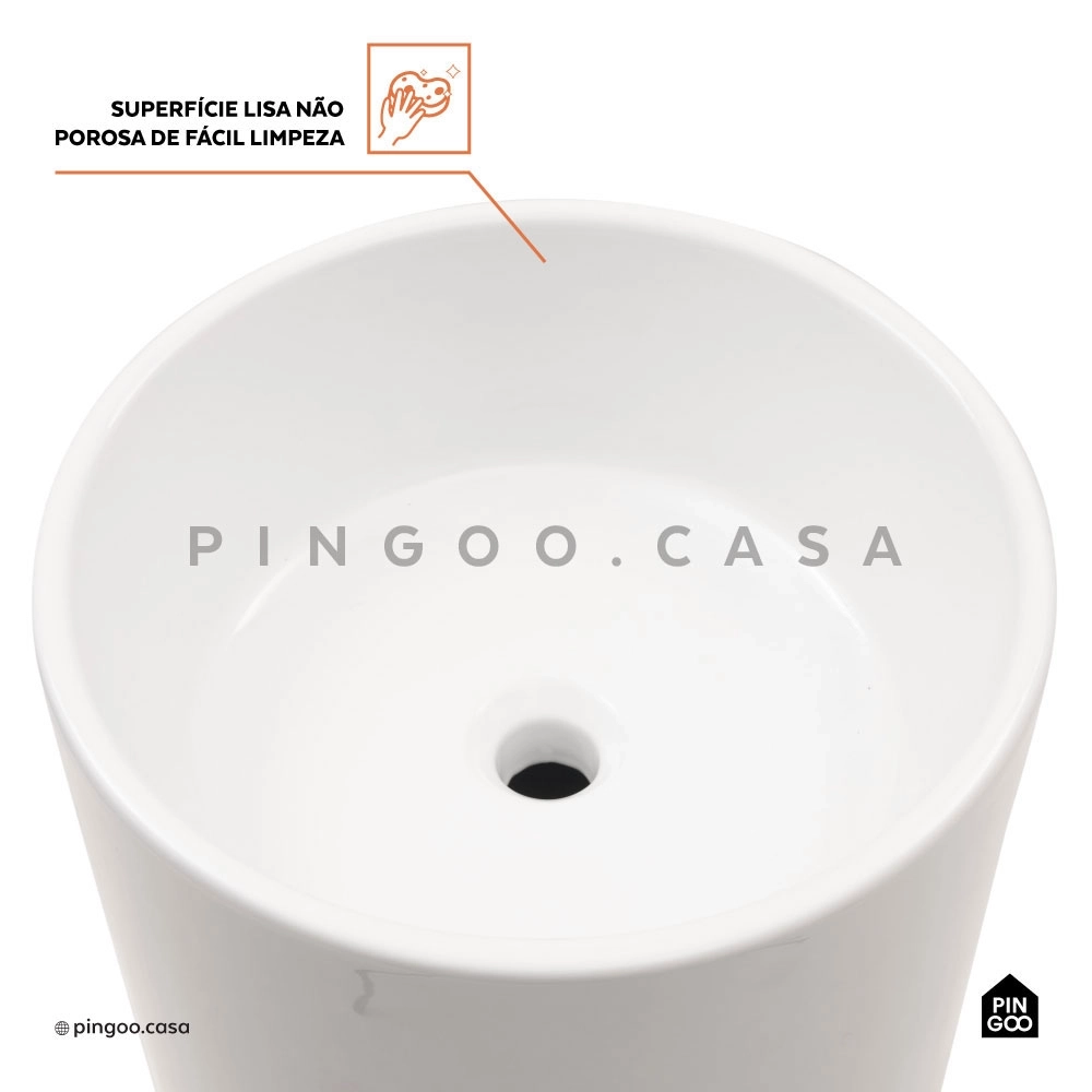 Kit Cuba de Piso para Banheiro Espinélio e Misturador de Piso Timonha - Branco e Prata Escovado