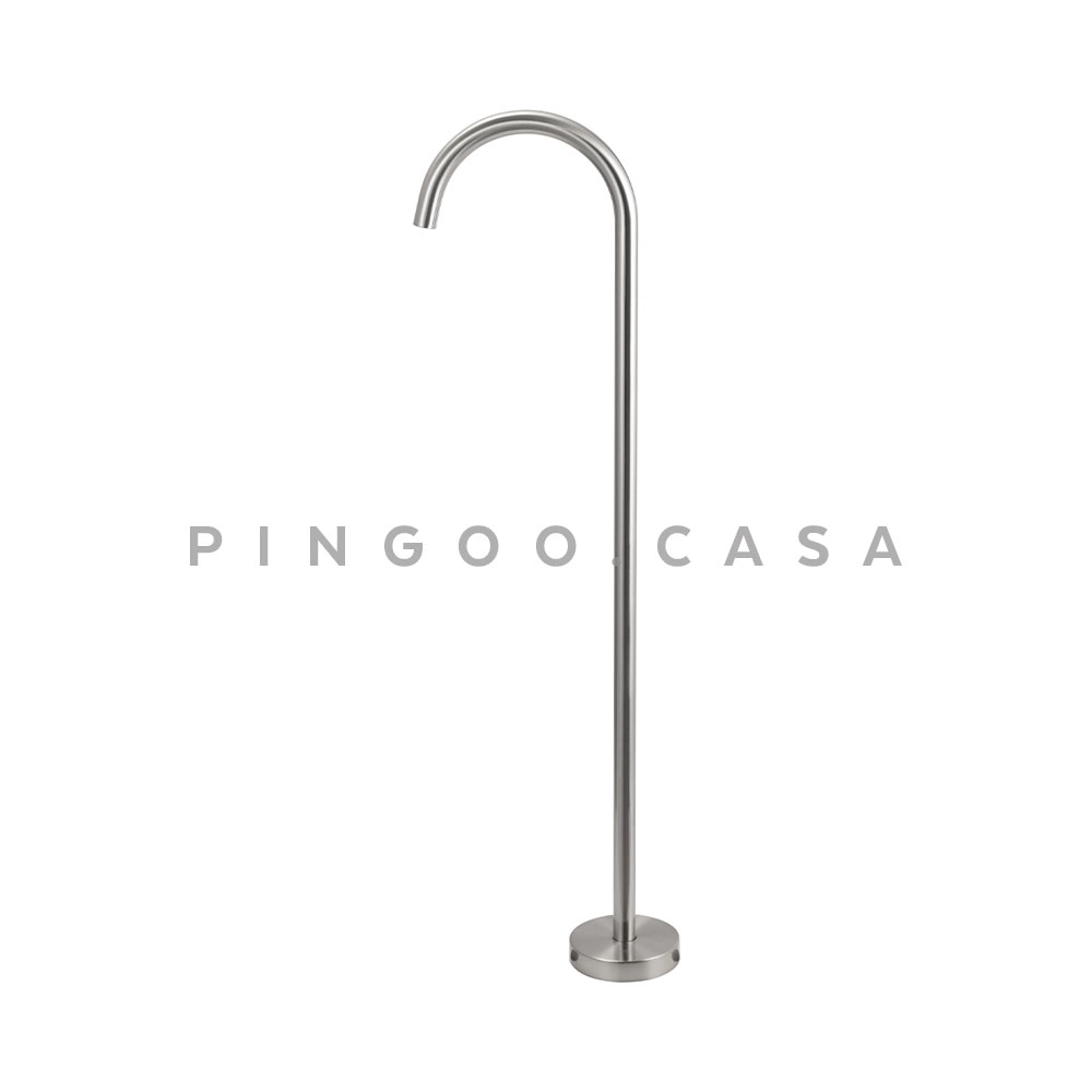 Kit Cuba de Piso para Banheiro Espinélio e Misturador de Piso Timonha - Preto e Prata Escovado