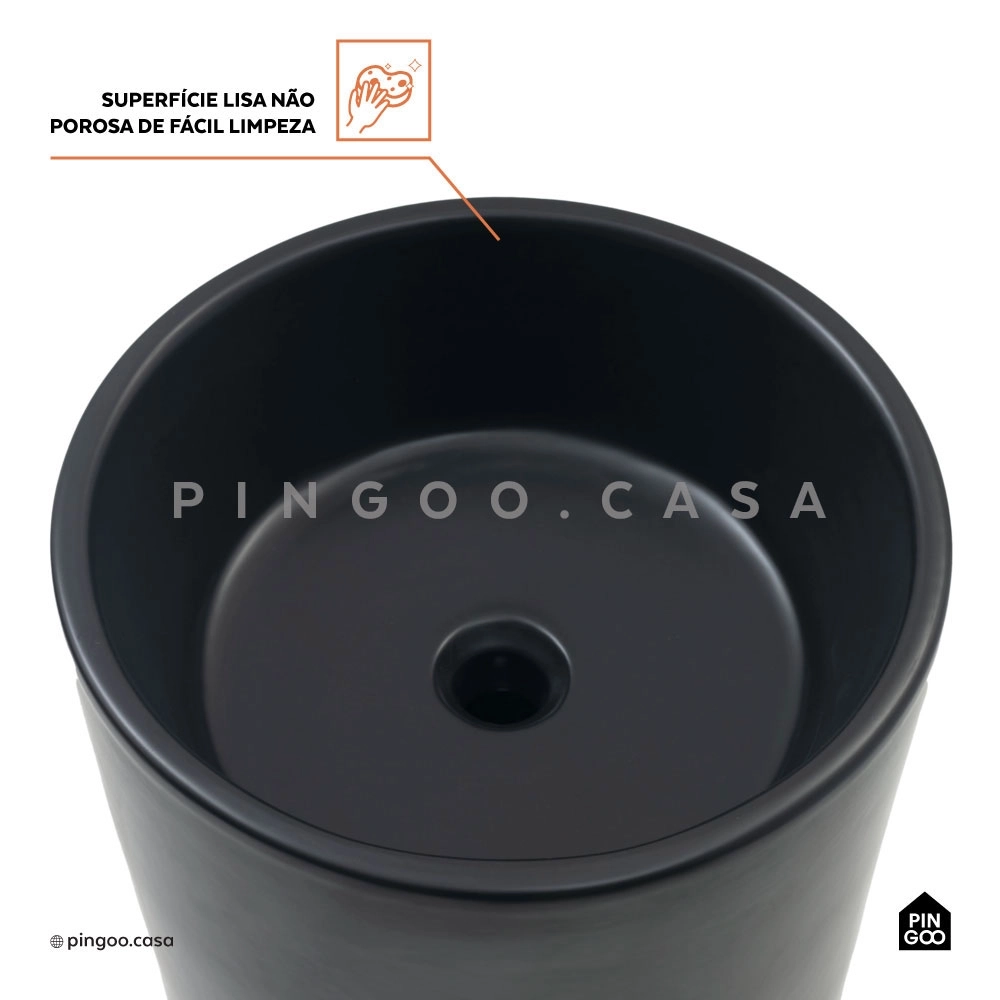 Kit Cuba de Piso para Banheiro Espinélio e Misturador de Piso Timonha - Preto e Preto