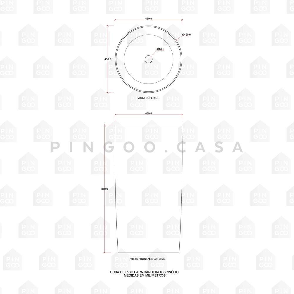 Kit Cuba de Piso para Banheiro Espinélio e Misturador de Piso Timonha - Preto e Preto