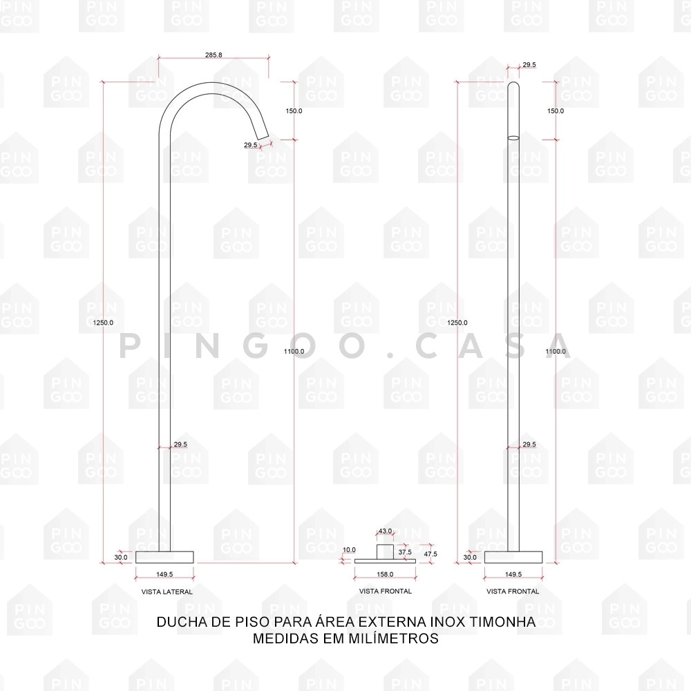 Kit Cuba de Piso para Banheiro Espinélio e Misturador de Piso Timonha - Preto e Preto