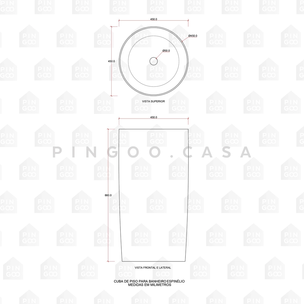 Kit Cuba de Piso para Banheiro Espinélio e Torneira de Piso Gongogi Branco e Preto