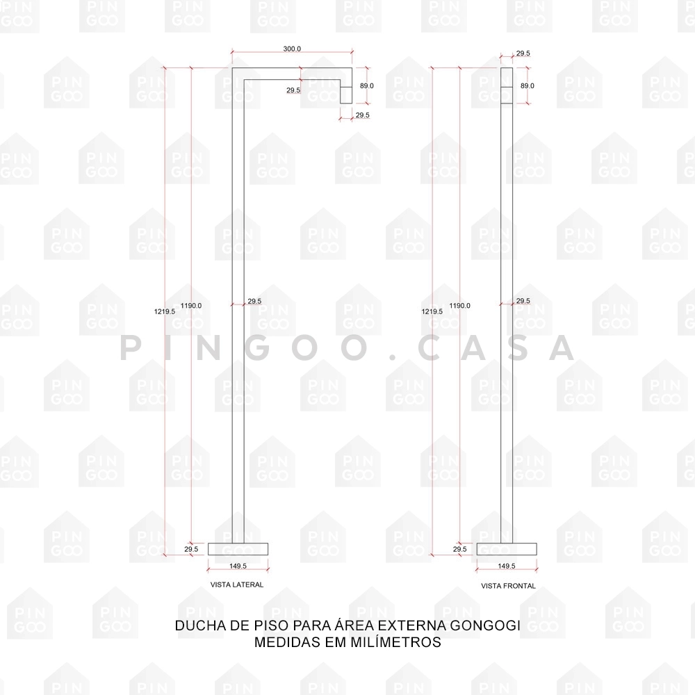 Kit Cuba de Piso para Banheiro Espinélio e Torneira de Piso Gongogi Branco e Preto