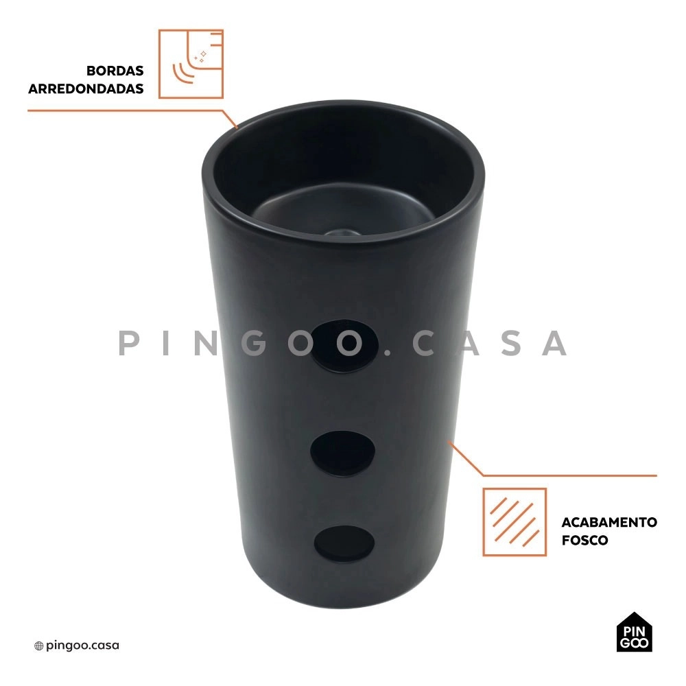 Kit Cuba de Piso para Banheiro Espinélio e Torneira de Piso Gongogi - Prata e Preto