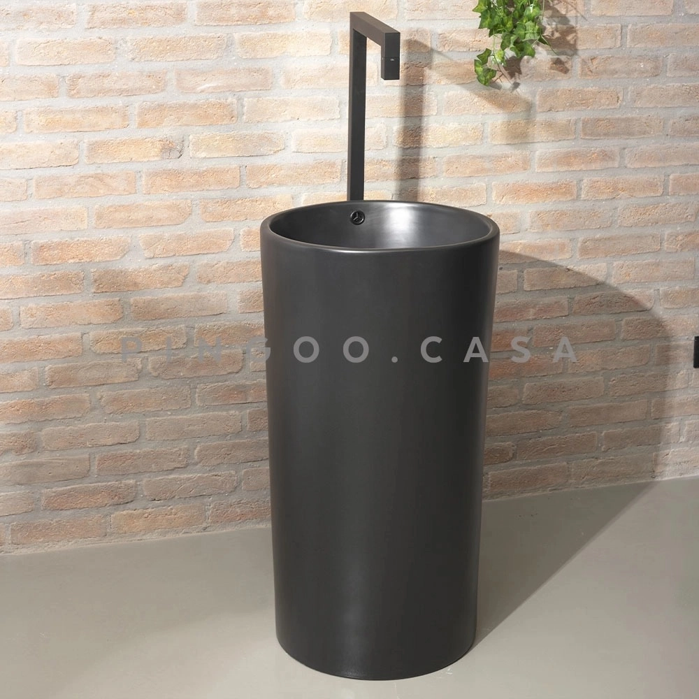 Kit Cuba de Piso para Banheiro Espinélio e Torneira de Piso Gongogi - Prata e Preto