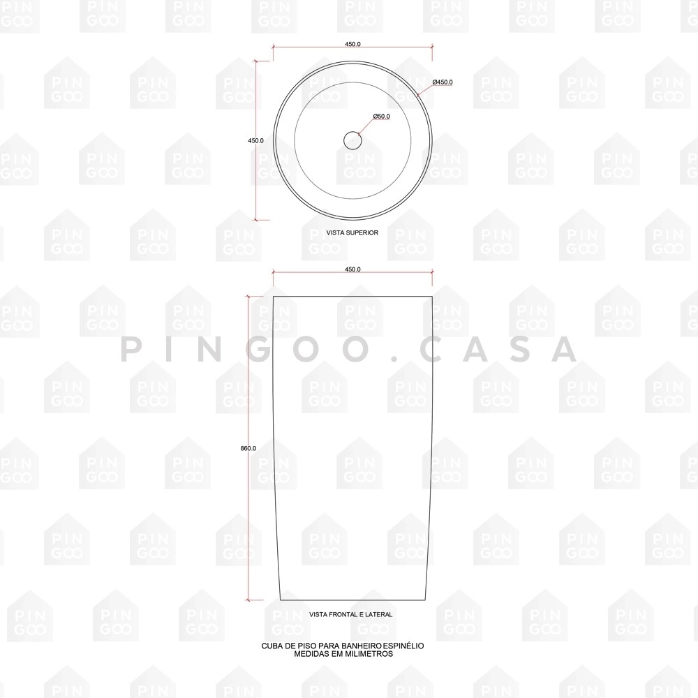 Kit Cuba de Piso para Banheiro Espinélio e Torneira de Piso Gongogi - Prata e Preto