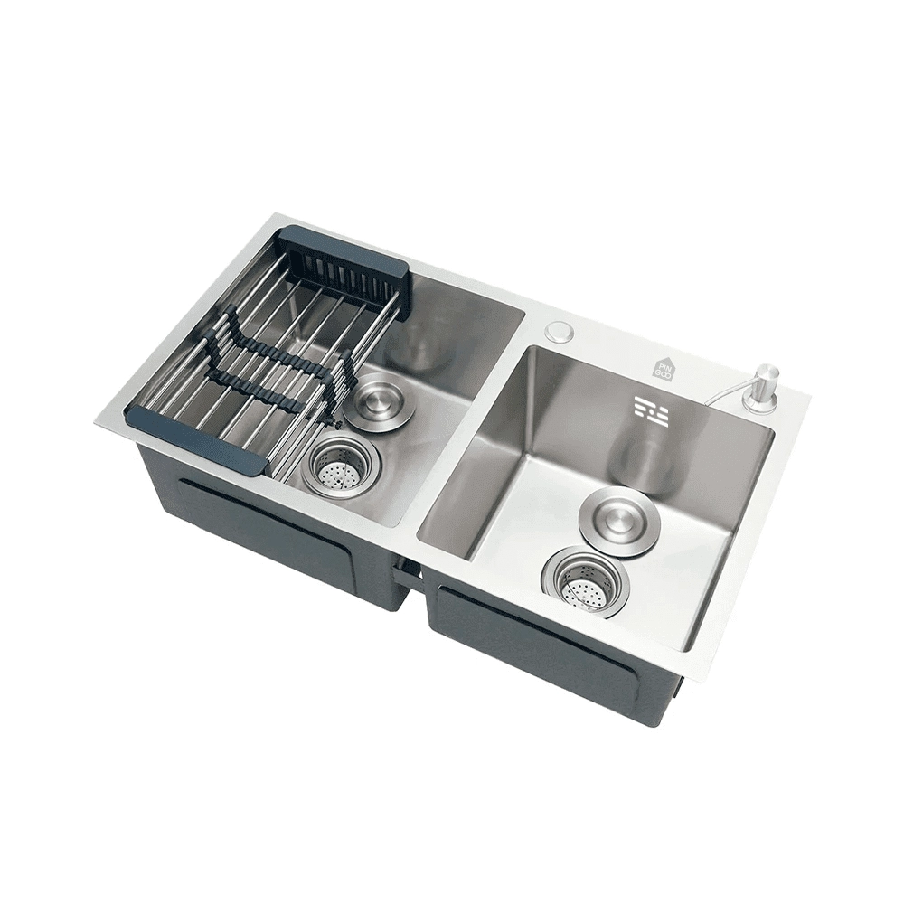 Kit Cuba Dupla Gourmet Awá e Torneira Misturador Monocomando Extensível Apurema Pingoo.casa - Prata