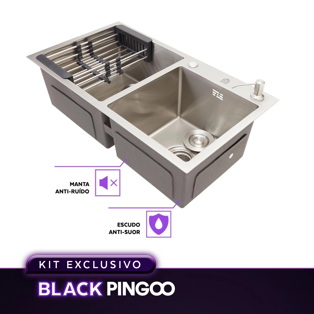 Kit Cuba Dupla Gourmet Awá e Torneira Misturador Monocomando Iriri Pingoo.casa - Prata