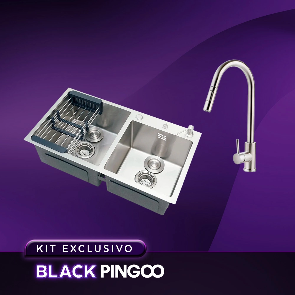 Kit Cuba Dupla Gourmet Awá e Torneira Misturador Monocomando Iriri Pingoo.casa - Prata