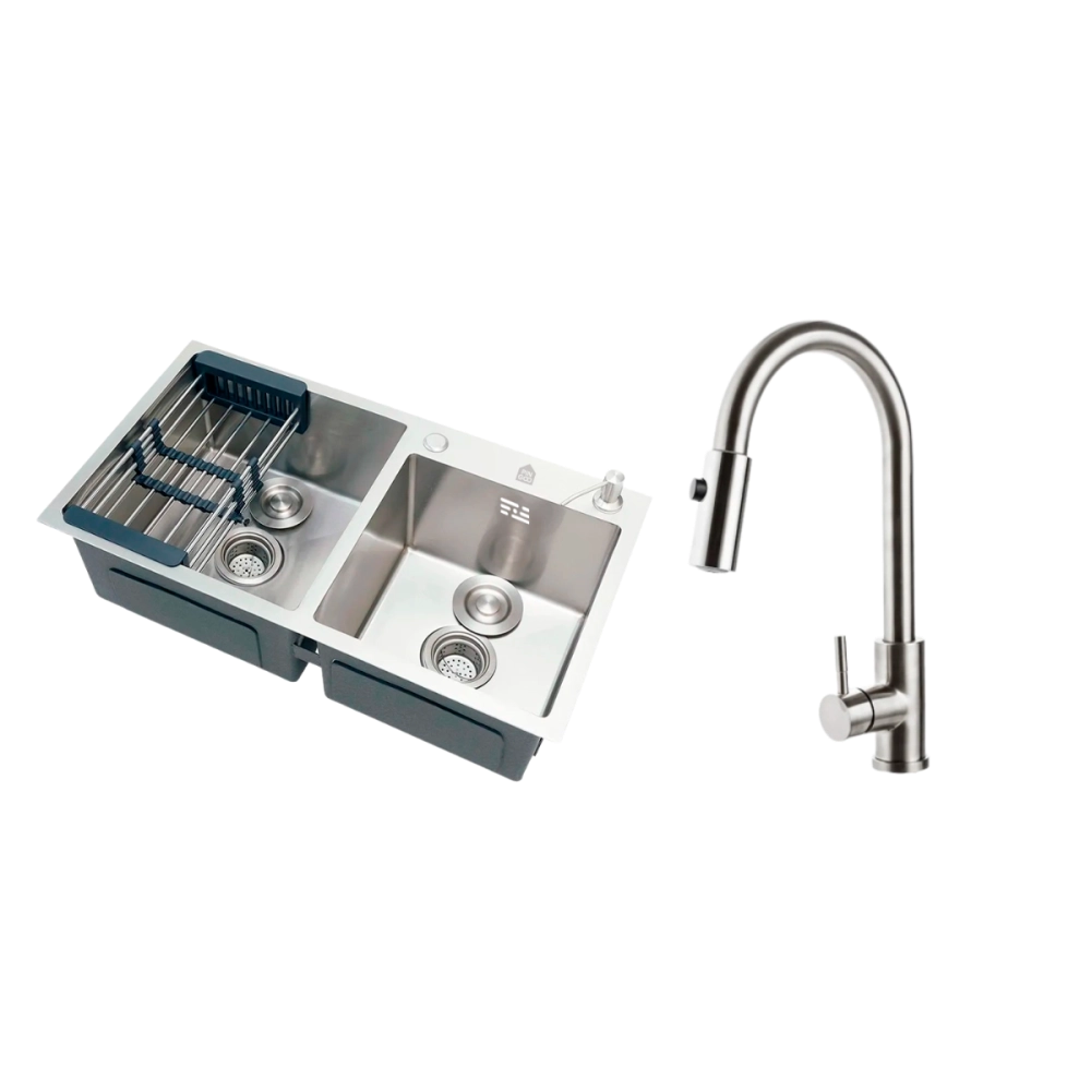 Kit Cuba Dupla Gourmet Awá e Torneira Misturador Monocomando Muru Pingoo.casa - Prata