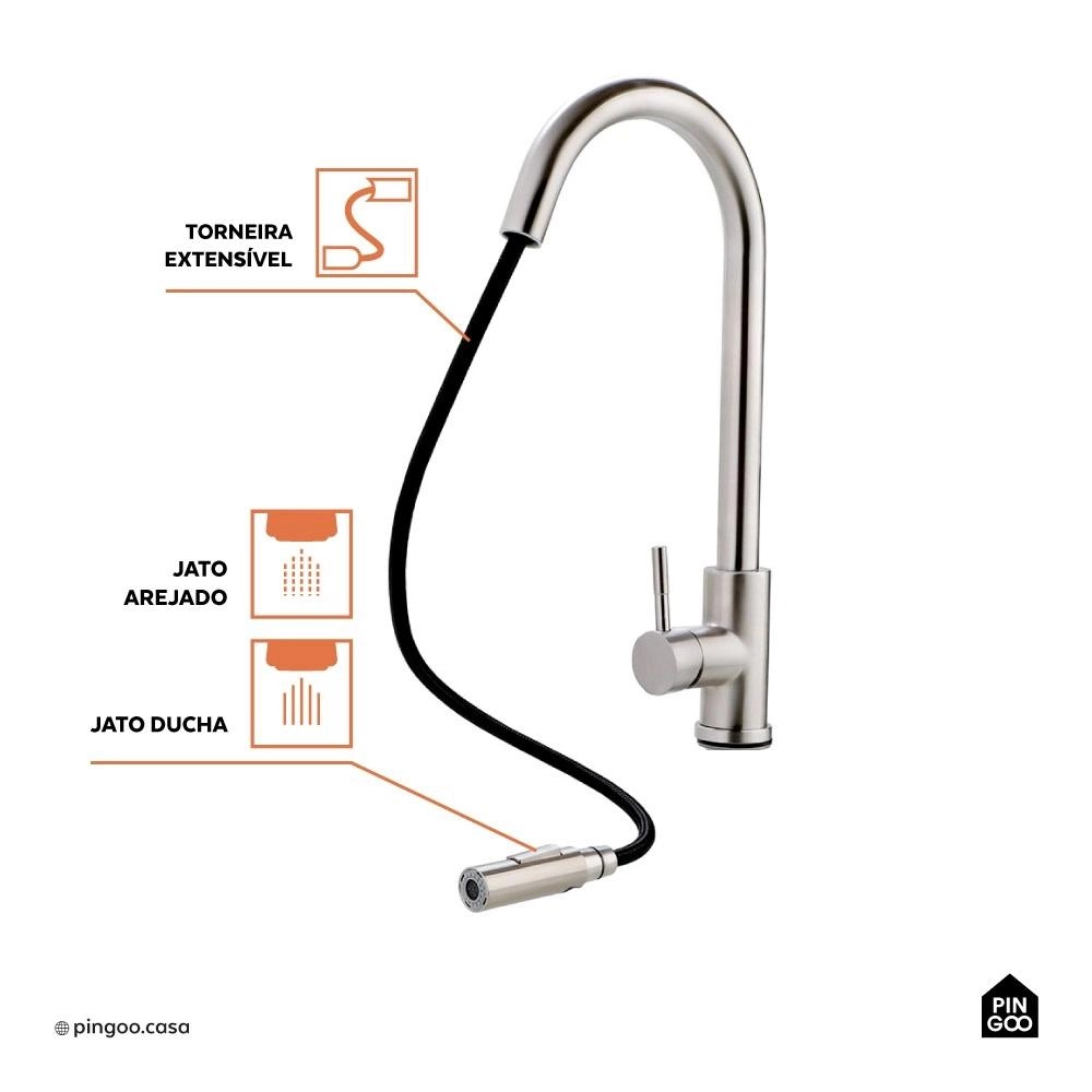 Kit Cuba Dupla Gourmet Nukini com Tábua de Corte e Torneira Misturador Monocomando Iriri Pingoo.casa - Prata Kit Cuba Dupla Gourmet Nukini com Tábua de Corte e Torneira Misturador Monocomando Iriri Pingoo.casa - Prata