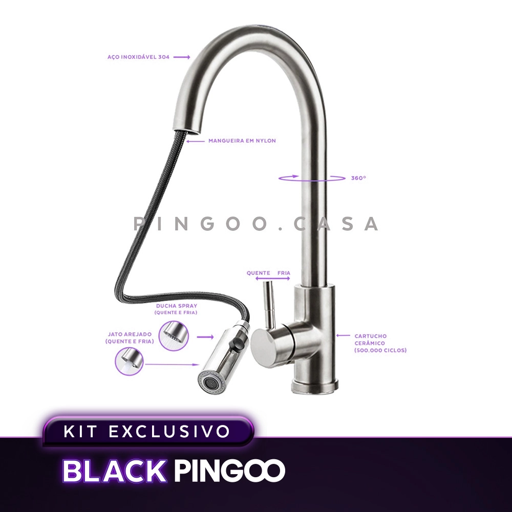 Kit Cuba Dupla Gourmet Nukini com Tábua de Corte e Torneira Misturador Monocomando Muru Pingoo.casa - Prata Kit Cuba Dupla Gourmet Nukini com Tábua de Corte e Torneira Misturador Monocomando Muru Pingoo.casa - Prata