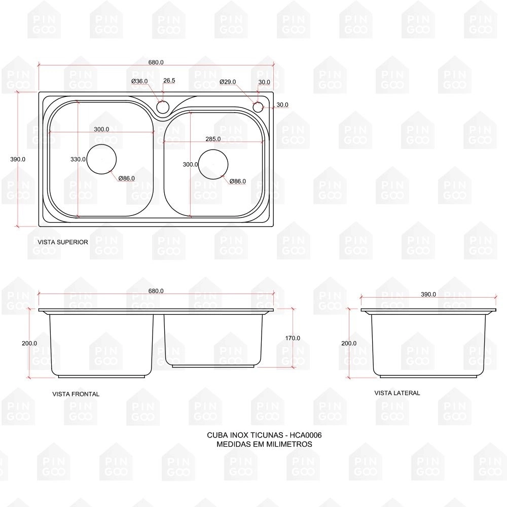 Kit Cuba Dupla Gourmet para Cozinha Aço Inox 201 68x39cm Ticunas e Torneira Misturador Monocomando Minum Prata