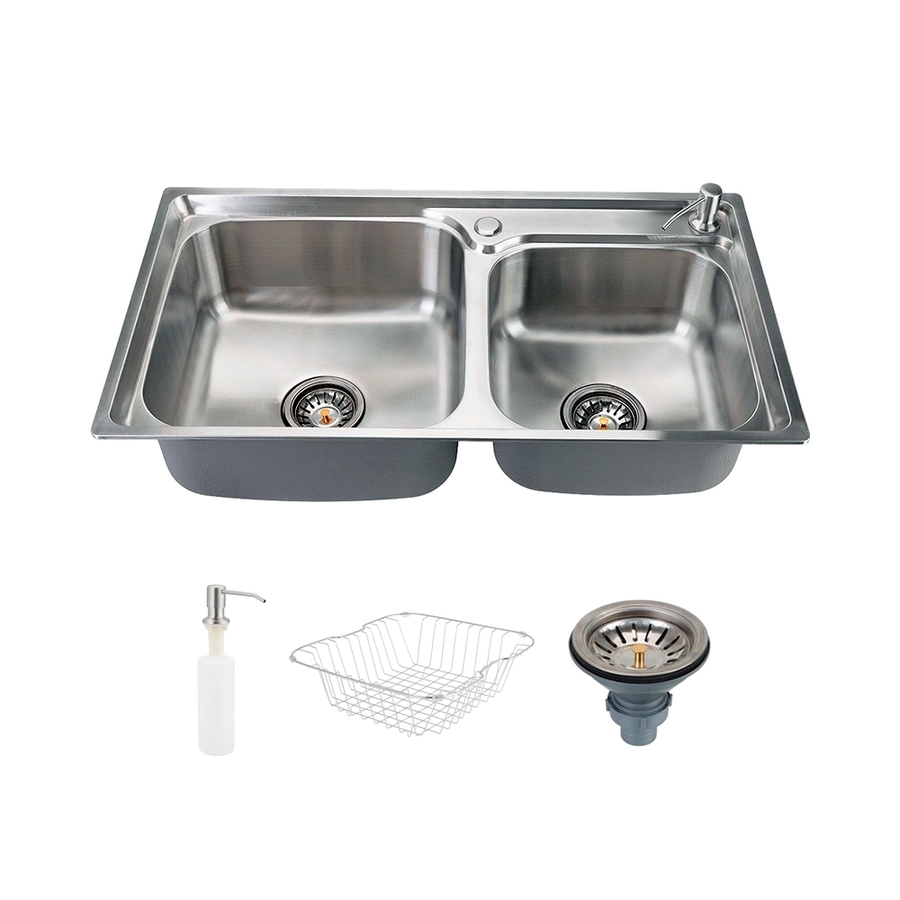 Kit Cuba Dupla Gourmet para Cozinha com Acessórios Aço Inox 201 78x43cm e Tábua de Corte Potiguara