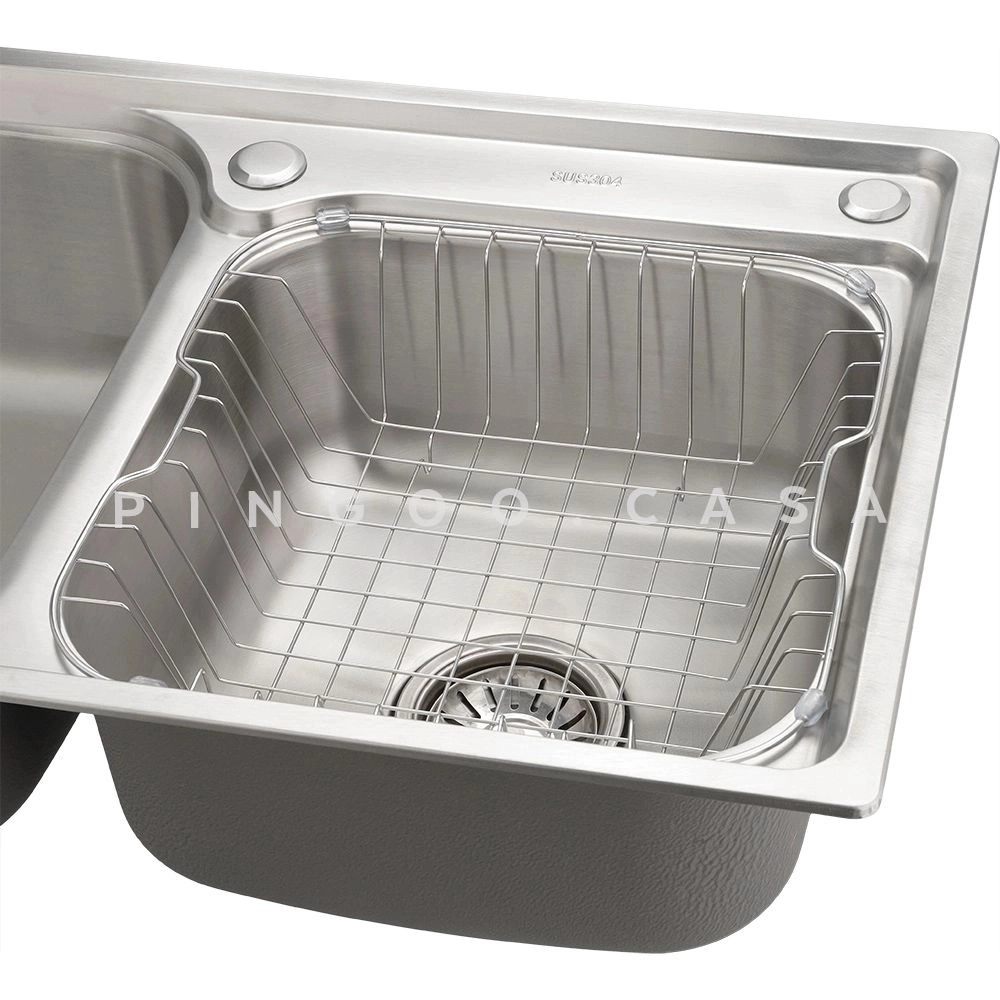 Kit Cuba Dupla Gourmet para Cozinha com Acessórios Aço Inox 201 78x43cm Potiguara e Torneira Misturador Monocomando Munim Prata