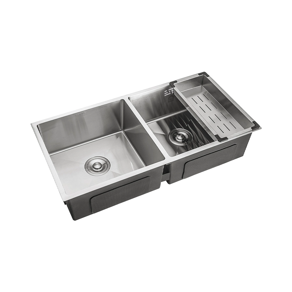 Kit Cuba Dupla Gourmet Tukano com Torneira Misturador Monocomando Munim Pingoo.casa - Prata Kit Cuba Dupla Gourmet Tukano com Torneira Misturador Monocomando Munim Pingoo.casa - Prata