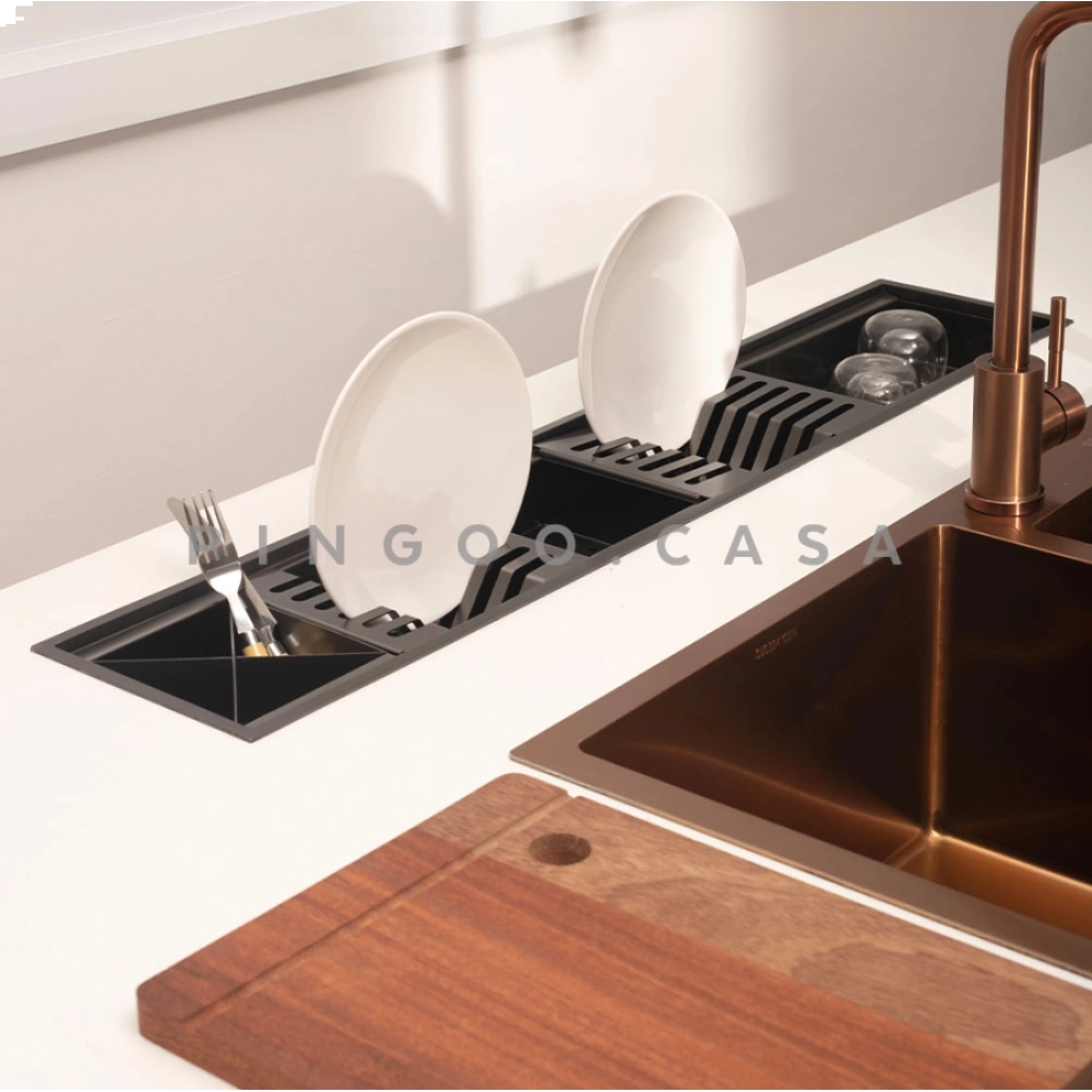 Kit Cuba Gourmet Awá 78x43cm e Calha Waiana Embutida 92x19cm Preto Aço Inox 304
