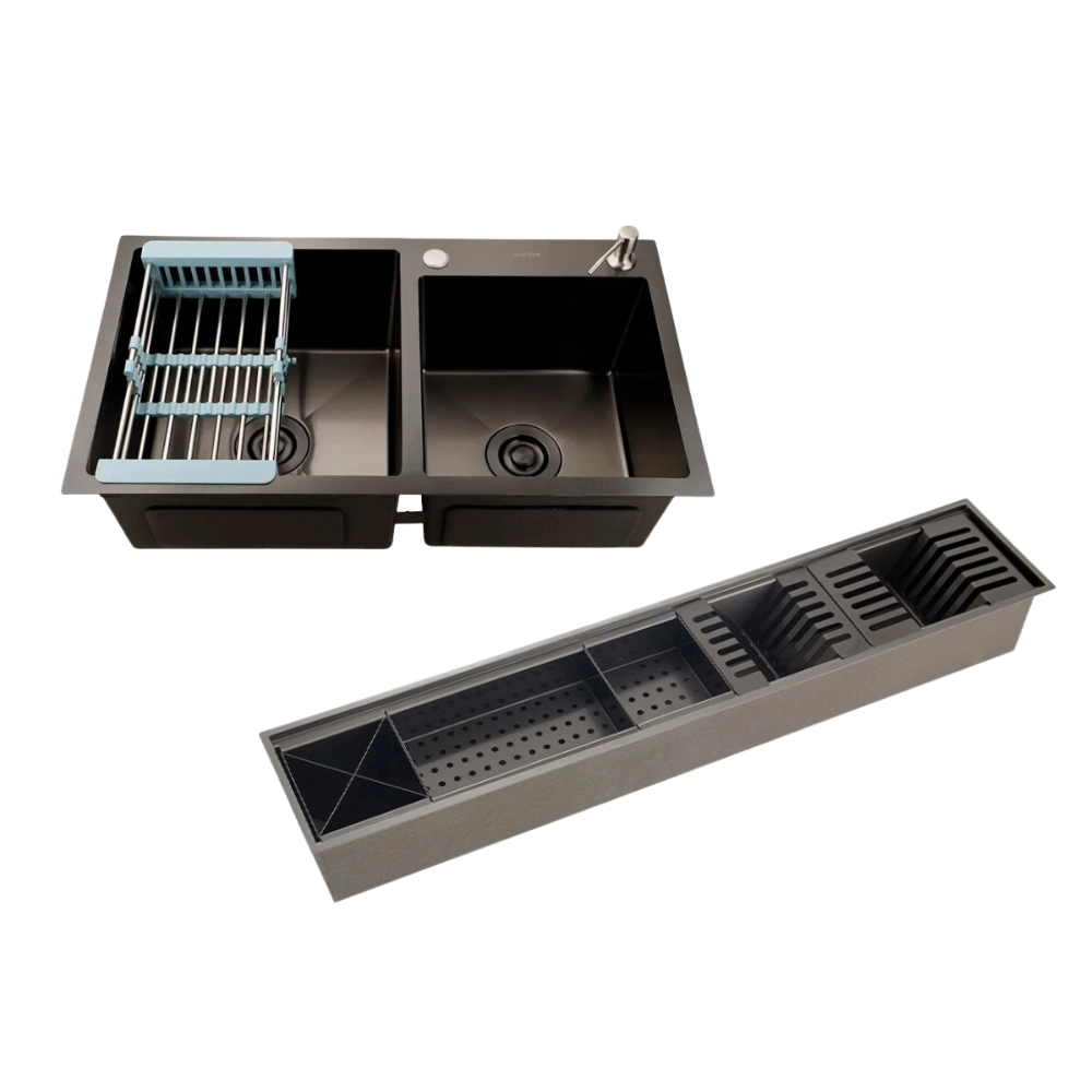 Kit Cuba Gourmet Awá 78x43cm e Calha Waiana Embutida 92x19cm Preto Aço Inox 304