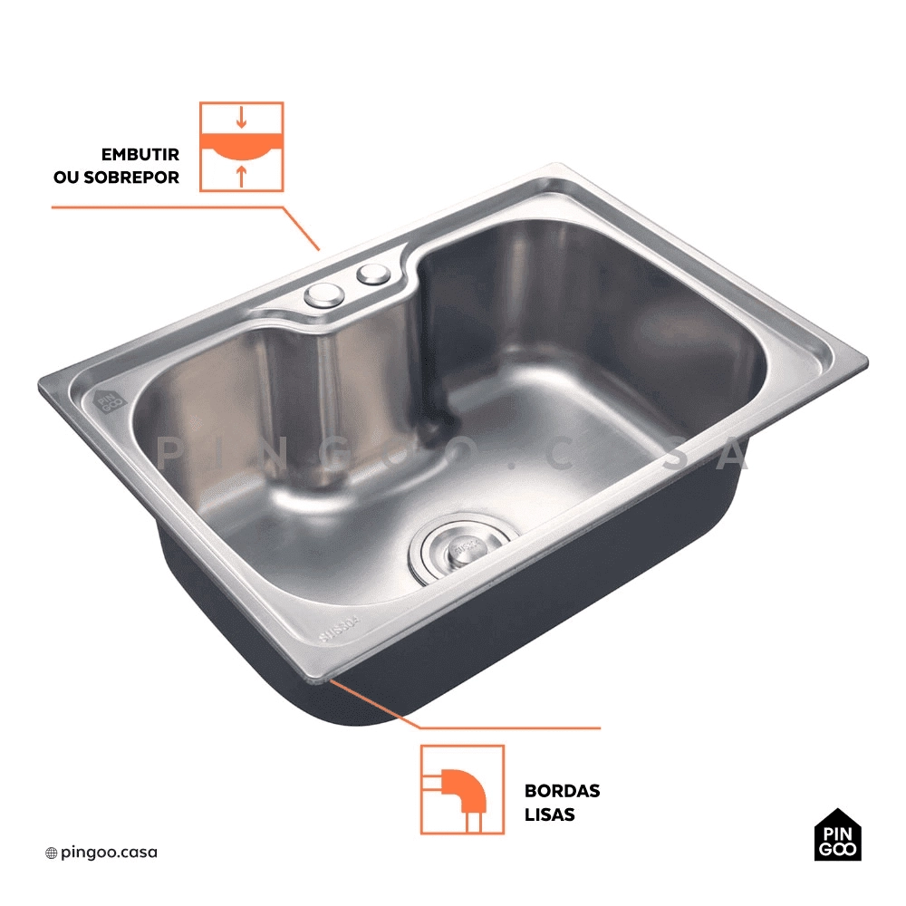 Kit Cuba Gourmet Borari com Tábua de Corte Carajás e Torneira Misturador Monocomando Muru Pingoo.casa - Prata