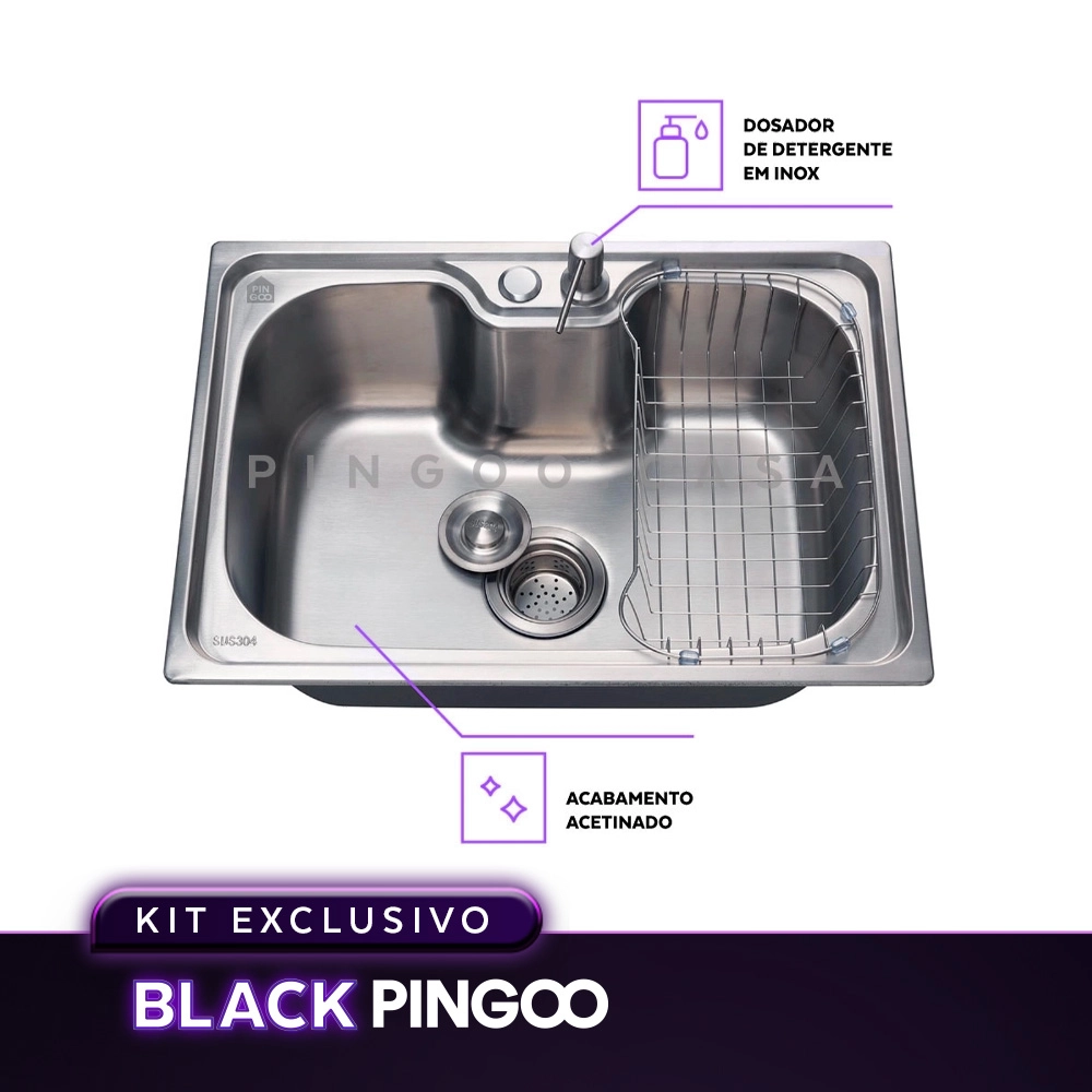 Kit Cuba Gourmet Borari com Torneira Misturador Monocomando Iriri Pingoo.casa - Prata