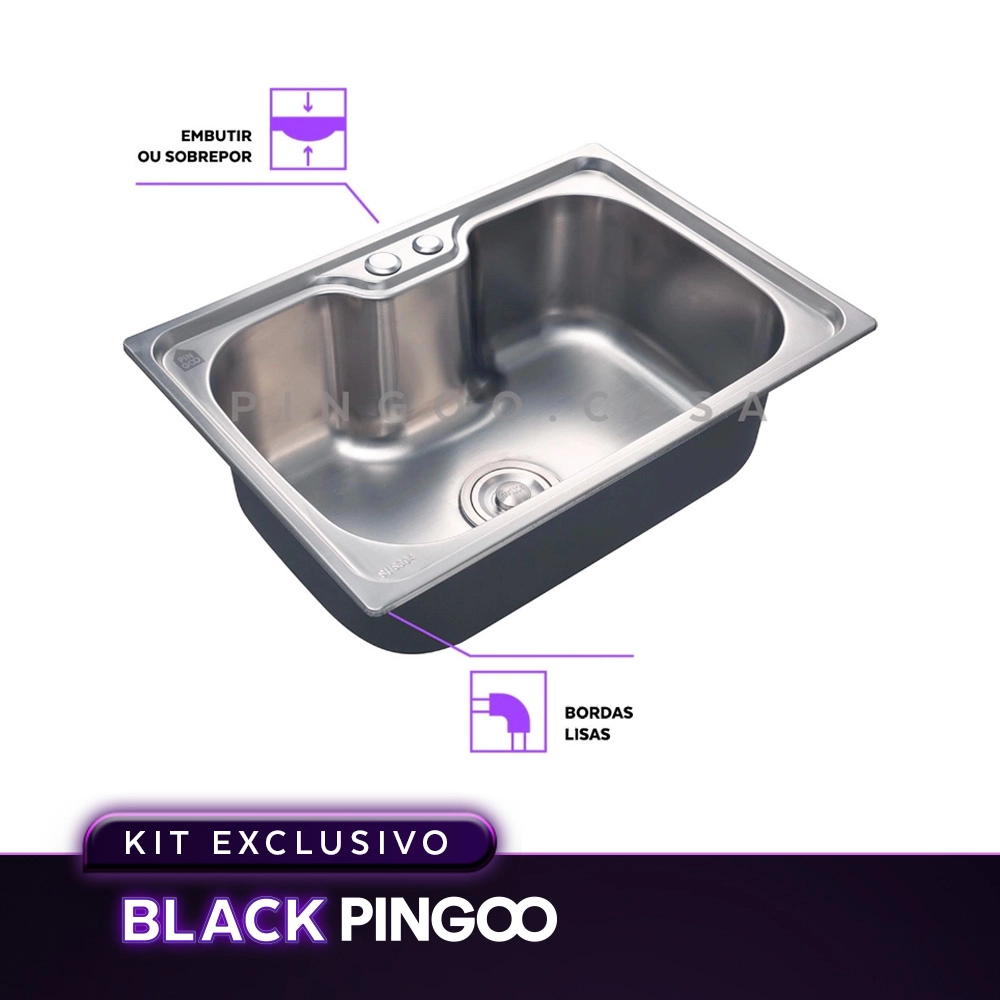 Kit Cuba Gourmet Borari com Torneira Misturador Monocomando Iriri Pingoo.casa - Prata