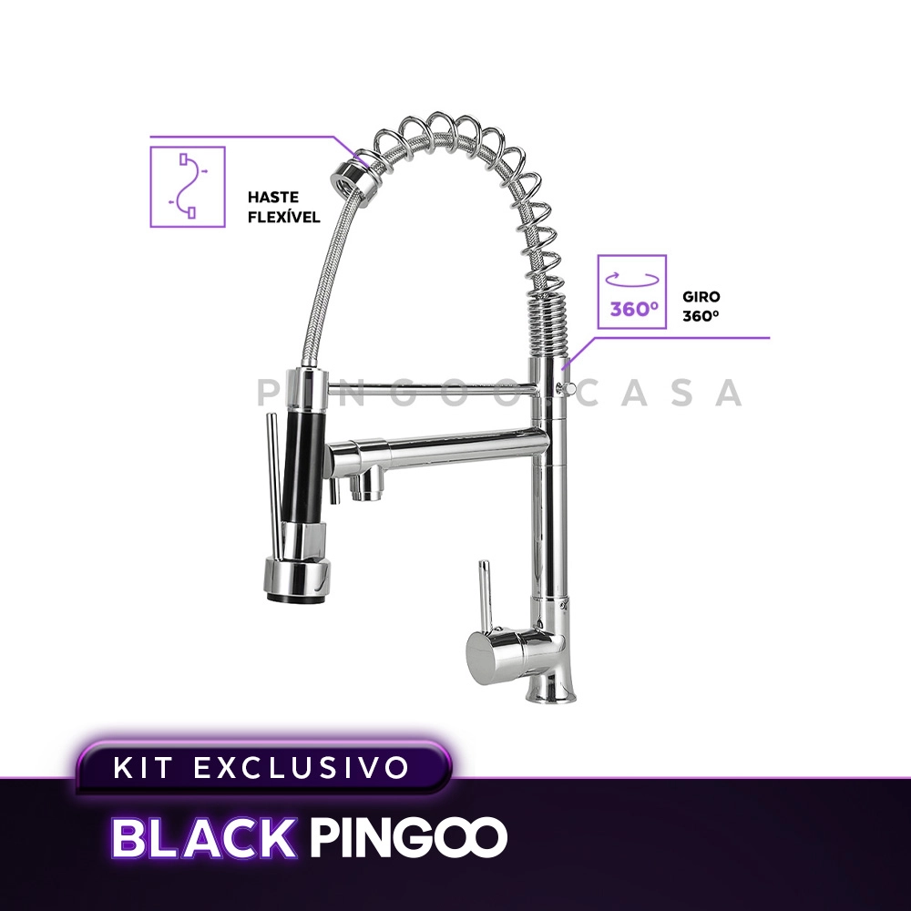 Kit Cuba Gourmet Borari com Torneira Misturador Monocomando Munim, Tábua de Corte e Lixeira Pingoo.casa - Prata