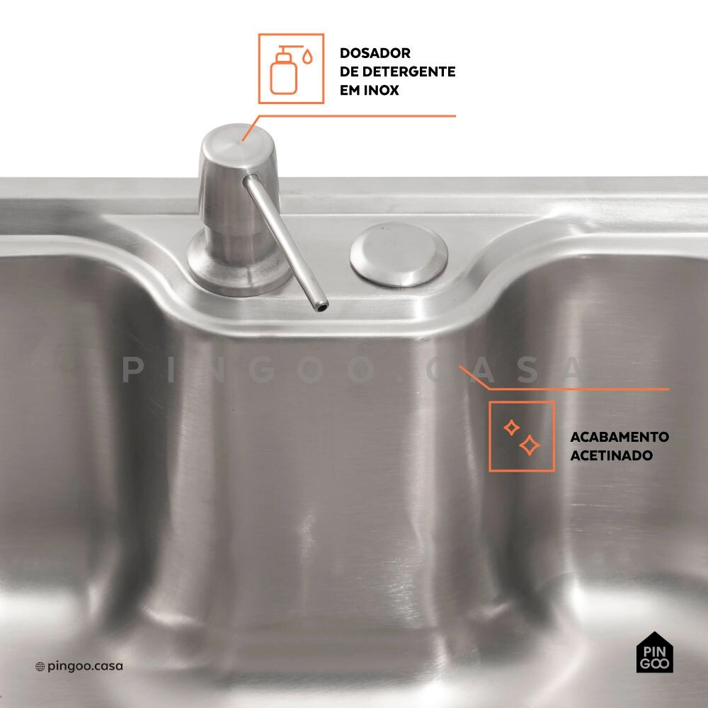 Kit Cuba Gourmet Nawa e Torneira Misturador Monocomando Munim Pingoo.casa - Prata e Preto Kit Cuba Gourmet Nawa e Torneira Misturador Monocomando Munim Pingoo.casa - Prata e Preto