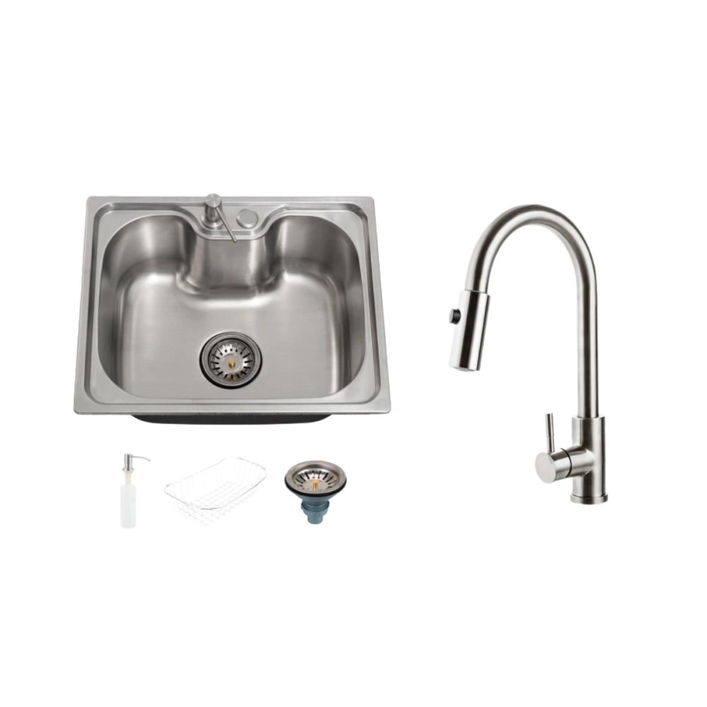 Kit Cuba Gourmet Nawa e Torneira Misturador Monocomando Muru Pingoo.casa - Prata Kit Cuba Gourmet Nawa e Torneira Misturador Monocomando Muru Pingoo.casa - Prata
