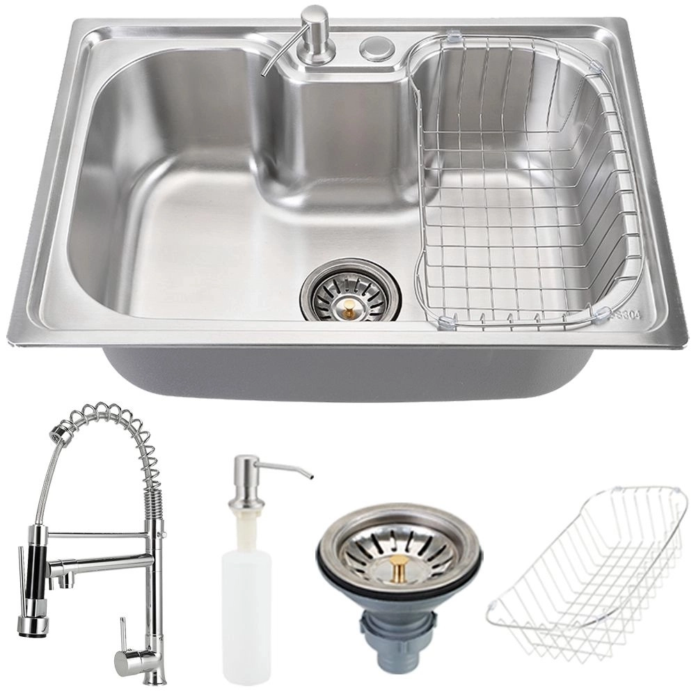 Kit Cuba Gourmet para Cozinha com Acessórios Aço Inox 201 60x42cm Carajás e Torneira Misturador Monocomando Munim Prata