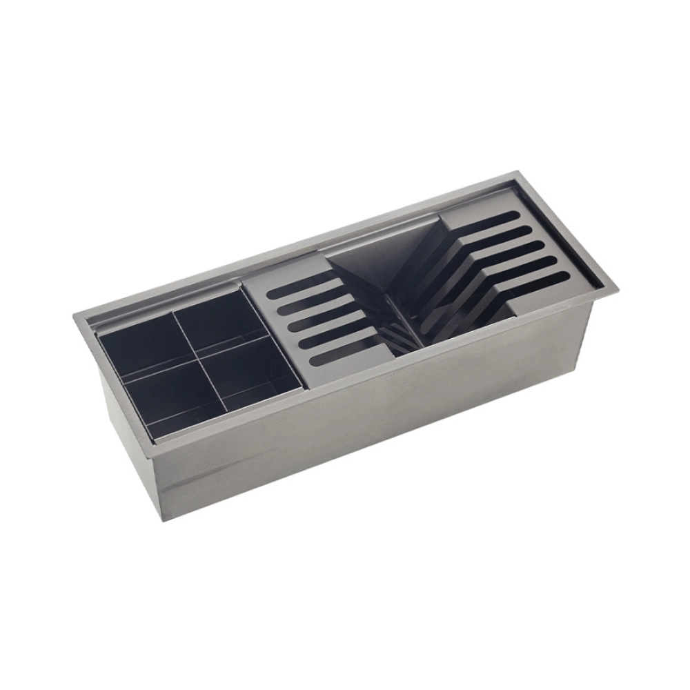 Kit Cuba Gourmet Terena 44x44cm e Calha Waiana Embutida 45x18 cm Preto Aço Inox 304