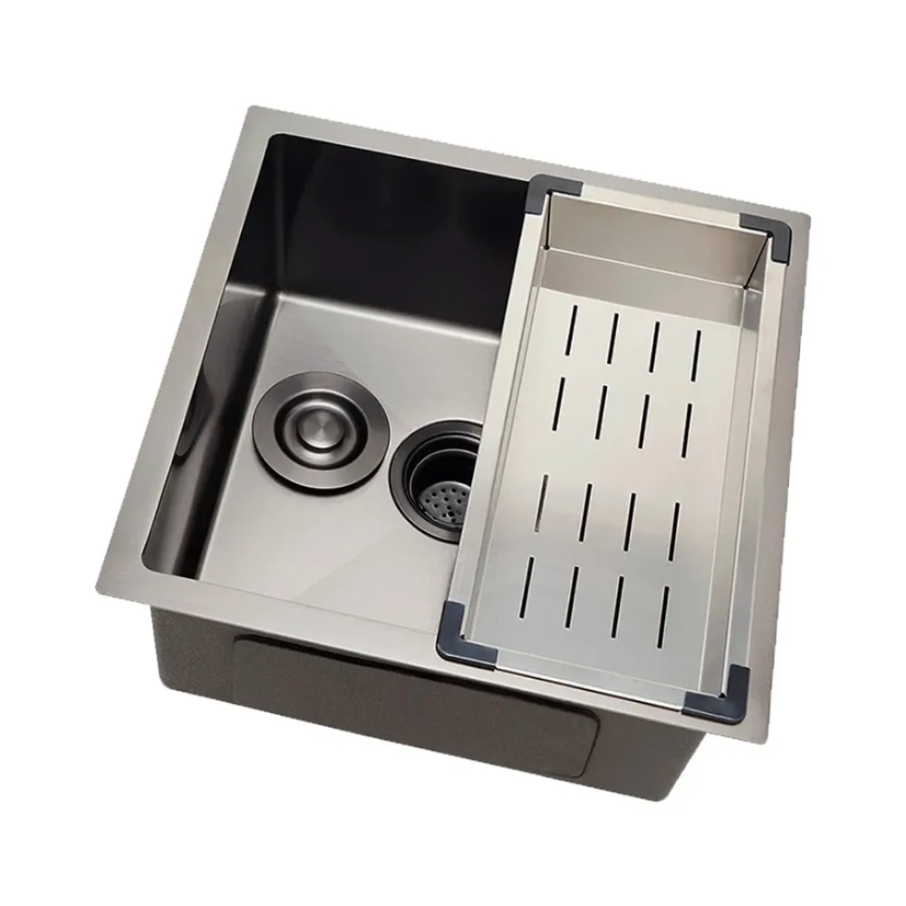 Kit Cuba Gourmet Terena 44x44cm e Calha Waiana Embutida 45x18 cm Preto Aço Inox 304