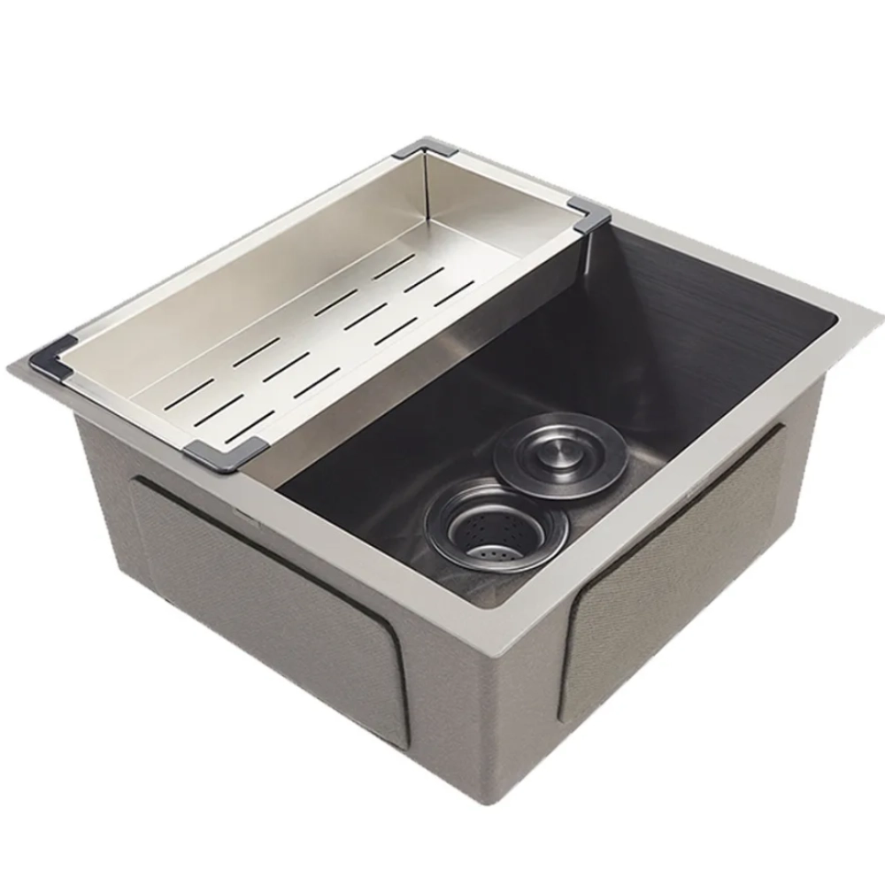 Kit Cuba Gourmet Terena 44x44cm e Calha Waiana Embutida 45x18 cm Preto Aço Inox 304