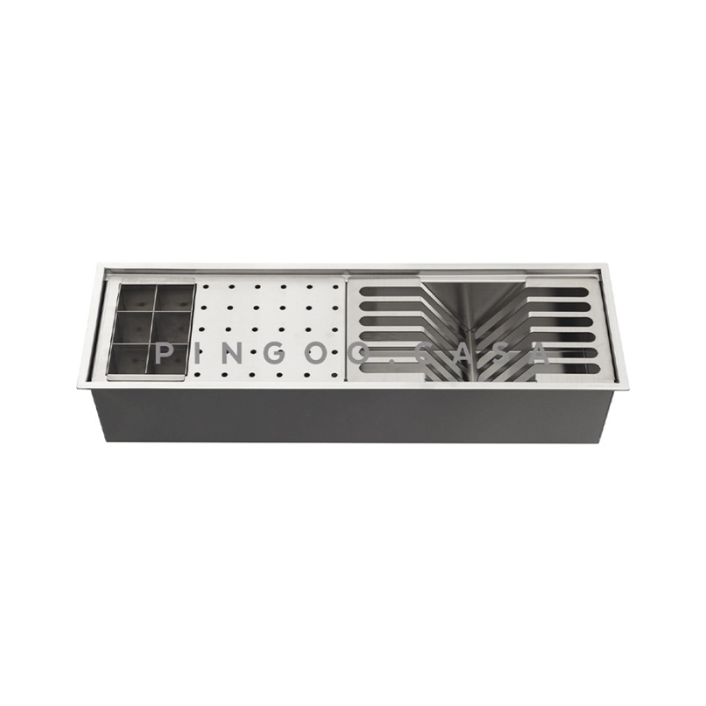 Kit Cuba Gourmet Terena 58x45cm e Calha Waiana Embutida 60x19cm Prata Aço Inox 304