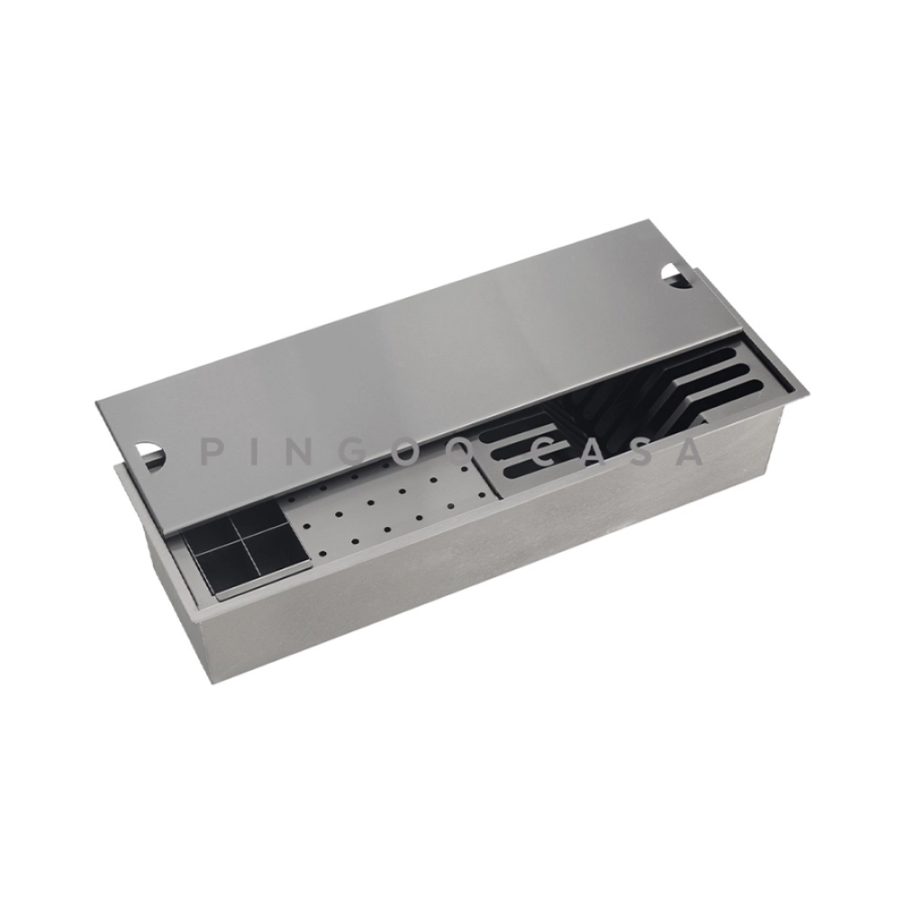 Kit Cuba Gourmet Terena 58x45cm e Calha Waiana Embutida 60x19cm Preto Aço Inox 304