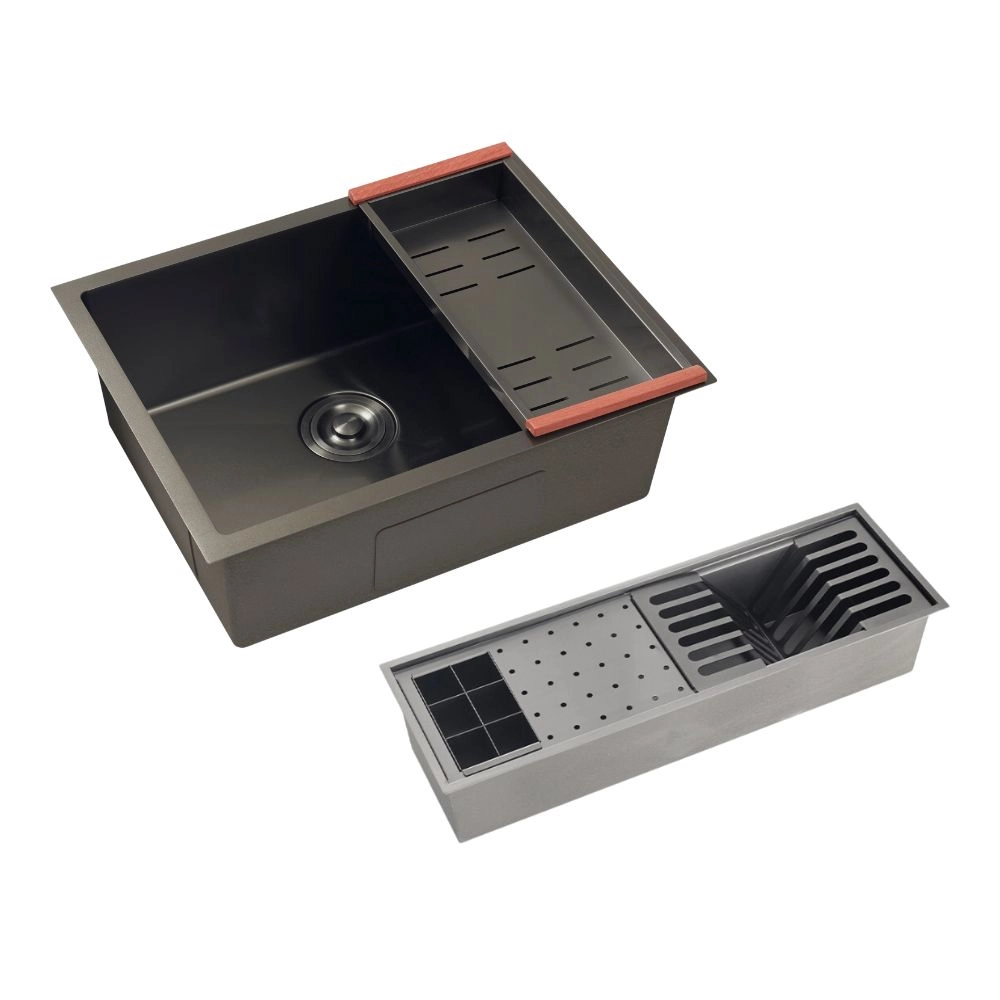 Kit Cuba Gourmet Terena 58x45cm e Calha Waiana Embutida 60x19cm Preto Aço Inox 304