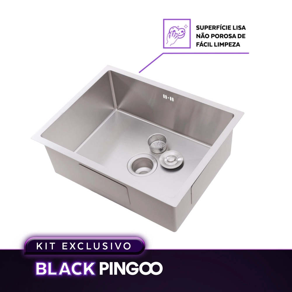 Kit Cuba Gourmet Terena e Torneira Misturador Monocomando Extensível Apurema Pingoo.casa - Prata