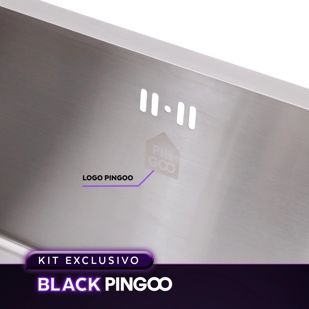 Kit Cuba Gourmet Terena e Torneira Misturador Monocomando Extensível Apurema Pingoo.casa - Prata