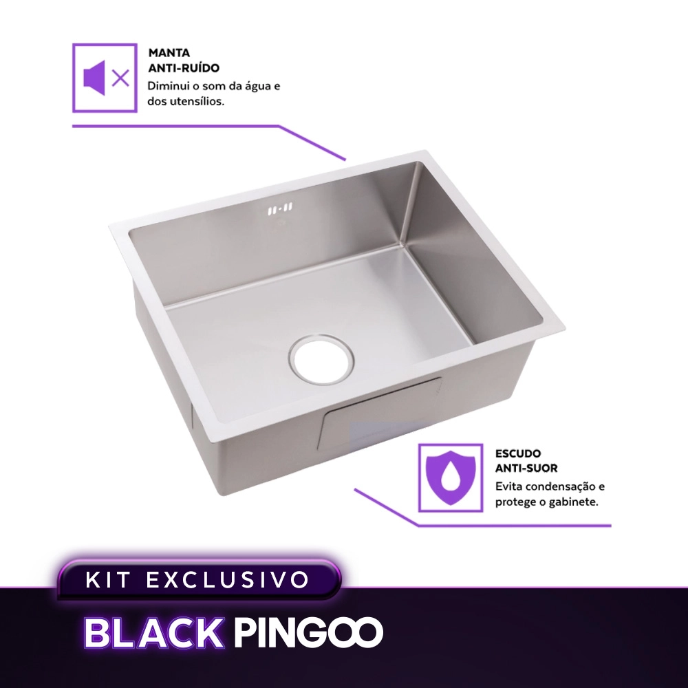 Kit Cuba Gourmet Terena e Torneira Misturador Monocomando Extensível Apurema Pingoo.casa - Prata