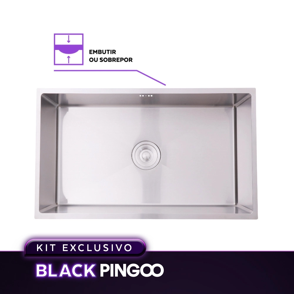 Kit Cuba Gourmet Terena e Torneira Misturador Monocomando Extensível Apurema Pingoo.casa - Prata Kit Cuba Gourmet Terena e Torneira Misturador Monocomando Extensível Apurema Pingoo.casa - Prata