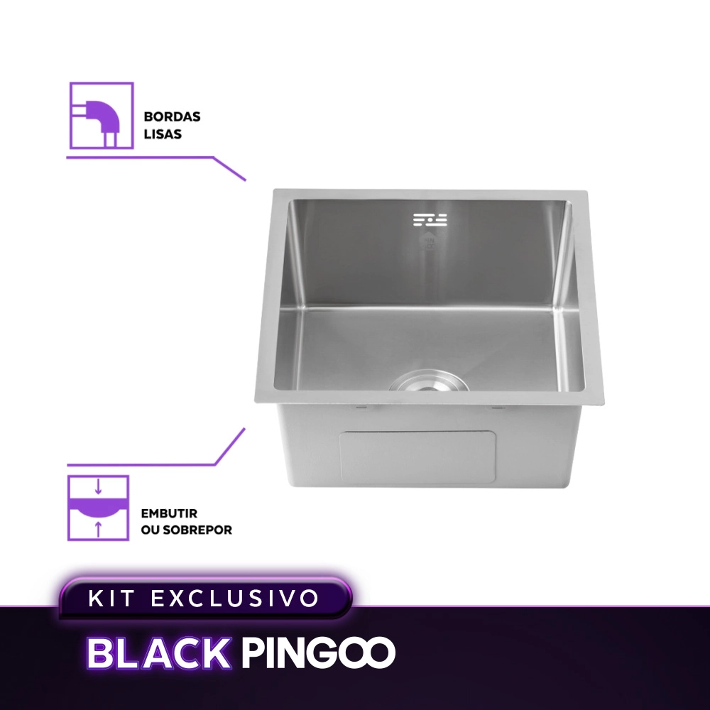 Kit Cuba Gourmet Terena e Torneira Misturador Monocomando Extensível Apurema Pingoo.casa - Prata